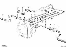 BRAKE PIPE FRONT ABS/ASC+T diagram for BMW 5 Series E34 525i