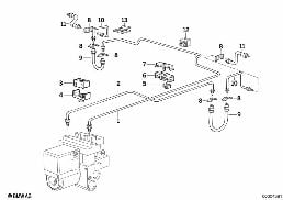 Tuyau de frein arrière ABS/ASC+T diagram for BMW 5 Series E34 525i