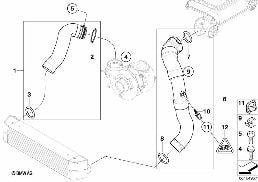 Insugningsanlaeggning-luftstyrning/AGR diagram for BMW 5 Series E60 LCI 520d