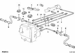 BRAKE PIPE FRONT ABS/ASC+T diagram for BMW 5 Series E34 530i