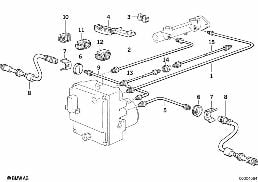 BRAKE PIPE FRONT ABS diagram for BMW 5 Series E34 530i