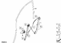 DOOR WINDOW LIFTING MECHANISM FRONT diagram for BMW X6 E71 35iX