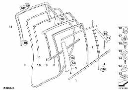 TRIM AND SEALS FOR DOOR, REAR diagram for BMW X6 E71 35iX