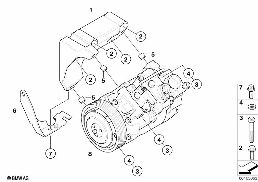 Συμπιεστής συστ.κλιματισ./πρόσθ.εξαρτήμ. diagram for BMW 5 Series E61 LCI 520i