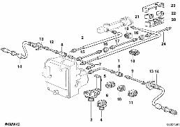 BRAKE PIPE FRONT ABS diagram for BMW 7 Series E38 728i