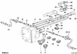 BRAKE PIPE FRONT ABS/ASC+T diagram for BMW 7 Series E38 725tds