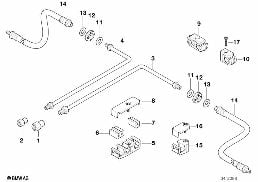 BRAKE PIPE REAR ABS/ASC+T diagram for BMW 7 Series E38 725tds