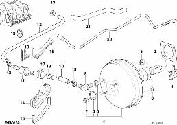 POWER BRAKE UNIT DEPRESSION diagram for BMW 7 Series E38 725tds