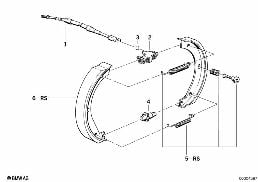 PARKING BRAKE/BRAKE SHOES diagram for BMW 7 Series E38 725tds