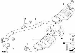 Tłumik tylny diagram for BMW X3 E83 LCI 3.0d