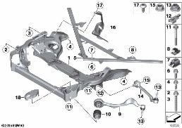 FRNT AXLE SUPPORT,WISHBONE/TENSION STRUT diagram for BMW 3 Series E92 LCI 335i