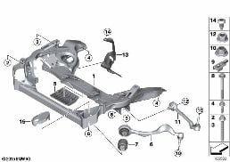 FRNT AXLE SUPPORT,WISHBONE/TENSION STRUT diagram for BMW 1 Series E82 135i