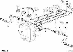 Tuyau de frein avant ABS diagram for BMW 5 Series E34 525i
