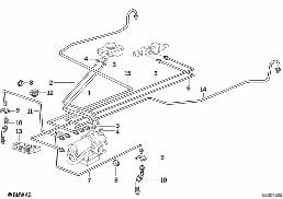 Bromsledningar fram ABS/ASC+T diagram for BMW 3 Series E36 325tds