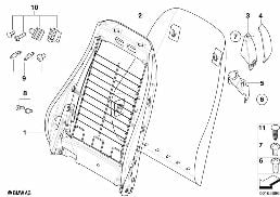 FRONT SEAT BACKREST FRAME/REAR PANEL diagram for BMW Z4 E85 2.0i