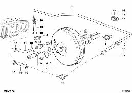 Bromskraftförstärkare ASC+T diagram for BMW 3 Series E36 328i