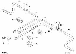 Tuyau de frein arrière ABS/ASC+T diagram for BMW 5 Series E39 525td