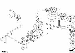 Reg.sv.výšky-vzd.pružina/řídicí jednotka diagram for BMW X6 E71 35dX
