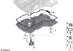 OIL PAN BOTTOM PART, OIL LEVEL INDICATOR diagram for BMW 6 Series F12 LCI 650i