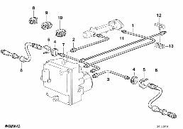 BRAKE PIPE FRONT ABS diagram for BMW 5 Series E34 525i