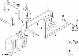 Remleidings voor ABS/ASC+T diagram for BMW 5 Series E34 540i