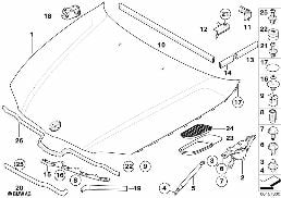 ENGINE HOOD/MOUNTING PARTS diagram for BMW 3 Series E90 LCI 318d
