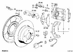 REAR BRAKE / BRAKE PAD / WEAR SENSOR diagram for BMW 6 Series E24 635CSi