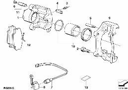 FRONT BRAKE PAD WEAR SENSOR diagram for BMW 3 Series E30 325e