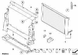 Vodní chladič-upevňovací díly diagram for BMW 5 Series E60 LCI 535xi