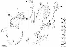 Układ zamykania drzwi z tyłu diagram for BMW X3 E83 LCI 2.0d