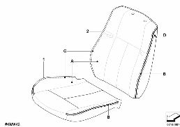 Indiベースシートカバー象嵌細工パイピング diagram for BMW 6 Series E63 LCI 650i
