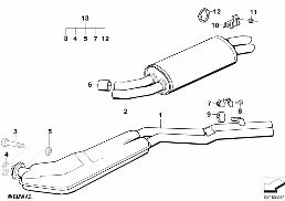 Systeme d'échappem. sans pot catalytique diagram for BMW 3 Series E30 324td