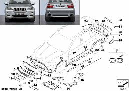 加裝 M 空氣動力套件 diagram for BMW X5 E70 3.0sd