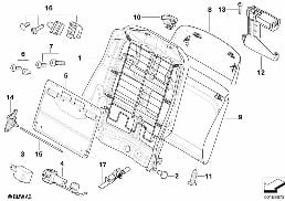 FRONT SEAT BACKREST FRAME/REAR PANEL diagram for BMW X3 E83 LCI 1.8d