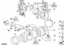 SECONDARY THROTTLE HOUSING TUBE ASC diagram for BMW 7 Series E38 728iL