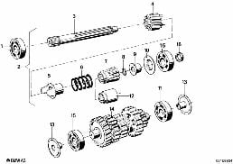 Arbre primaire/intermédiaire diagram for BMW R50/5-R90S 69-76 R50/5