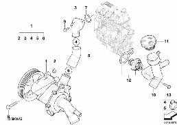 Pompa wody ukł. chłodn./termostat diagram for BMW MINI R50 Cooper