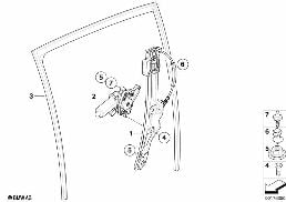 DOOR WINDOW LIFTING MECHANISM REAR diagram for BMW X6 E71 35iX