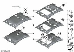 Techo interior diagram for BMW 7 Series F02 740Li