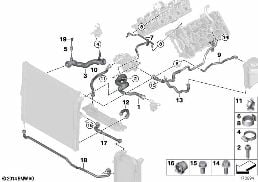 Водяной шланг системы охлаждения diagram for BMW X6 E71 50iX