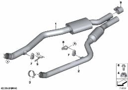 廢氣觸媒轉換器 / 前消音器 diagram for BMW X5 E70 M
