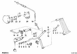 Mech. gazu/Czujn. poł. pedału diagram for BMW 5 Series E34 525td