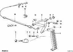 ACCELERATOR PEDAL/BOWDEN CABLE LHD diagram for BMW 6 Series E24 M635CSi