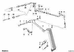 ACCELERATOR PEDAL/BOWDEN CABLE RHD diagram for BMW 6 Series E24 M635CSi