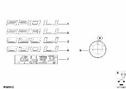 EMBLEMS / LETTERINGS diagram for BMW 5 Series E60 LCI 523Li