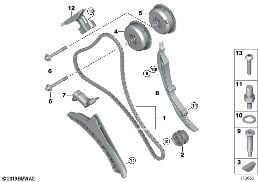 正時機構正時鏈 氣缸 1-4 diagram for BMW X5 E70 M