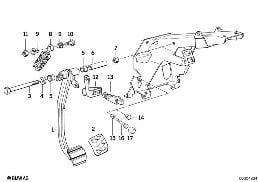PEDALS-SUPPORTING BRACKET/CLUTCH PEDAL diagram for BMW 8 Series E31 850Ci