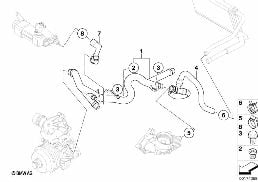 Kylsystem-vattenslang diagram for BMW 5 Series E60 LCI 520d
