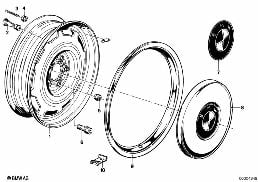 STEEL RIM diagram for BMW 5 Series E12 520