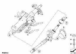 Rattstång man.instelb./Monteringsdetalj. diagram for BMW 5 Series E60 LCI 525xi